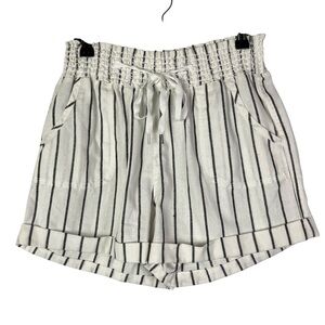Forever 21 White & Black Stripe Smocked Waist High Rise Shorts S